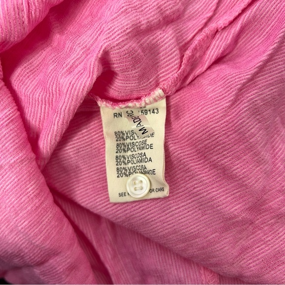 Frnch Paris blouse pink striped tie front bow button down tshirt collared top - Picture 10 of 10